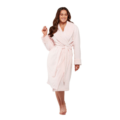 Wysteria Lane Womens Cut-Out Shawl Collar Fleece Robe - Pink