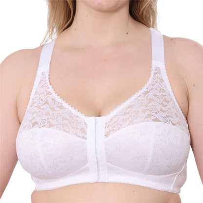 Gemm Front Fastening Racer Back Lace Bra - White Gemm