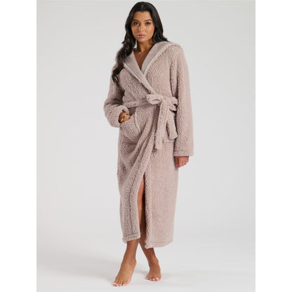Loungeable Luxury Sherpa Fleece Maxi Robe - Mink