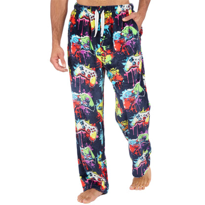 Cargo Bay Mens Fleece Lounge Pants - Navy/Gaming Print
