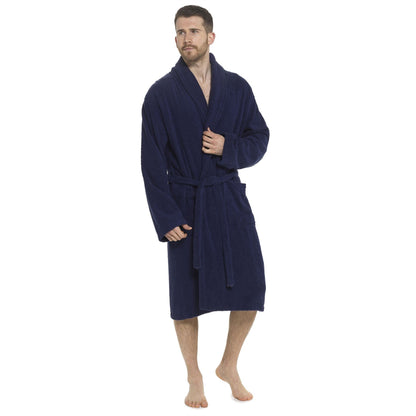 Tom Franks Mens Towelling Robe - Navy Tom Franks