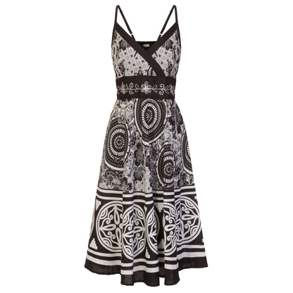 Pistachio Floral/Pattern Crossover Dress - Black