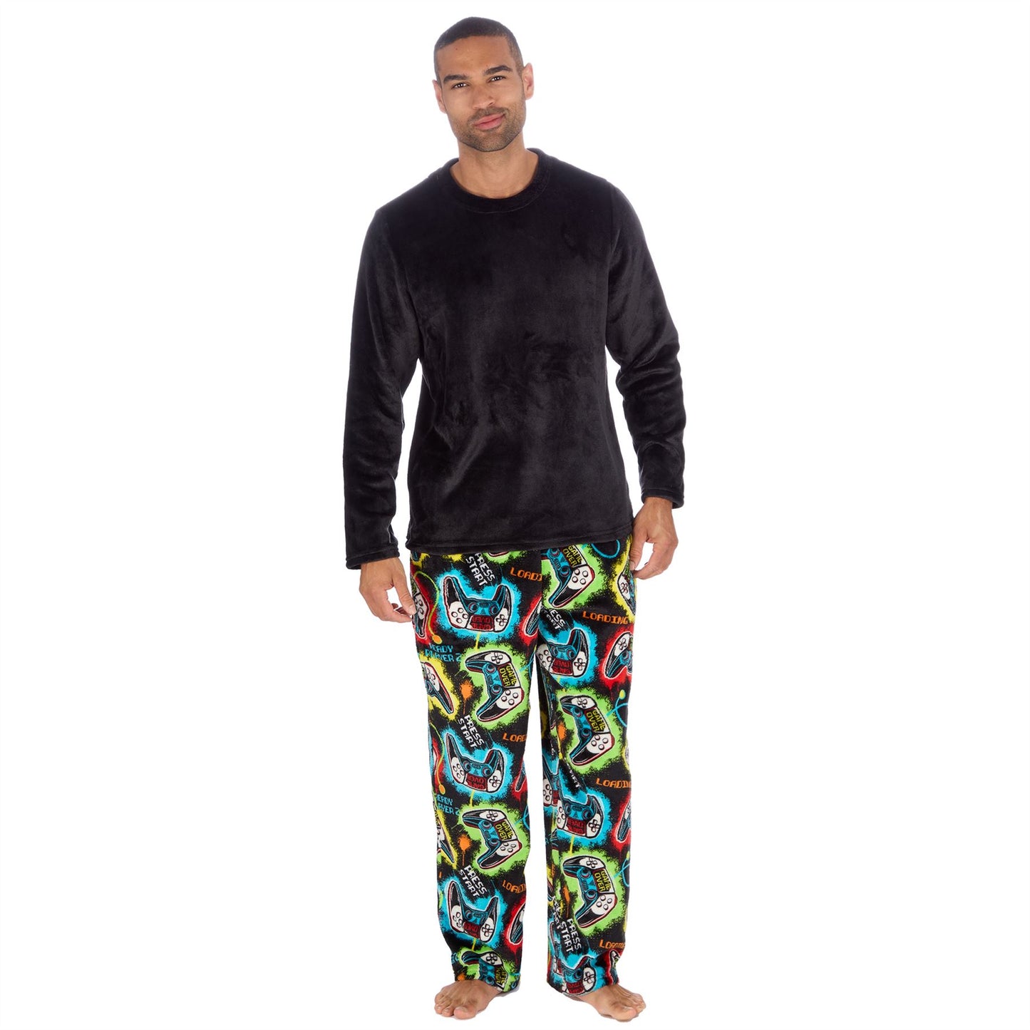 Cargo Bay Mens Fleece Pyjamas - Black/Gamer