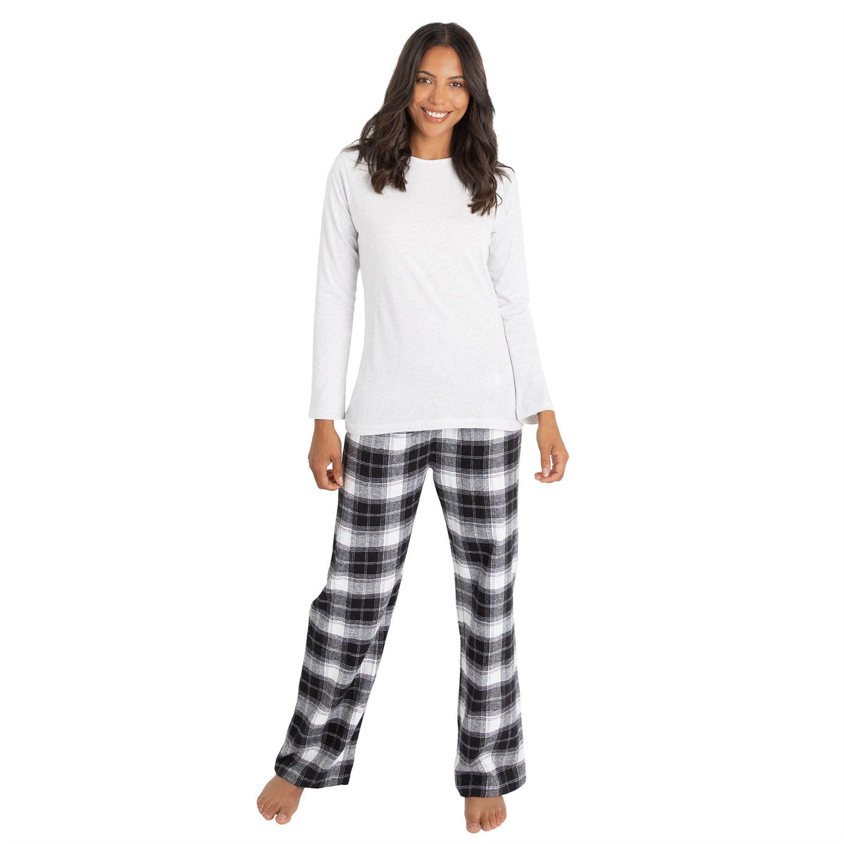 Momentii Womens Jersey/Flannel Pyjama Set - Grey Check Momentii