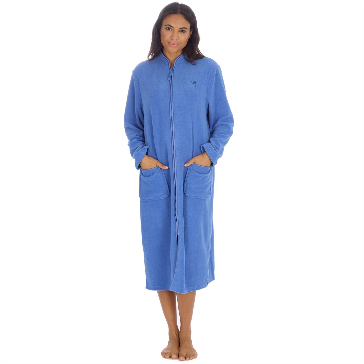 Countess Christie Longer Length Zip Housecoat - Blue