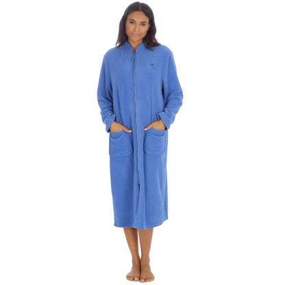 Countess Christie Longer Length Zip Housecoat - Blue