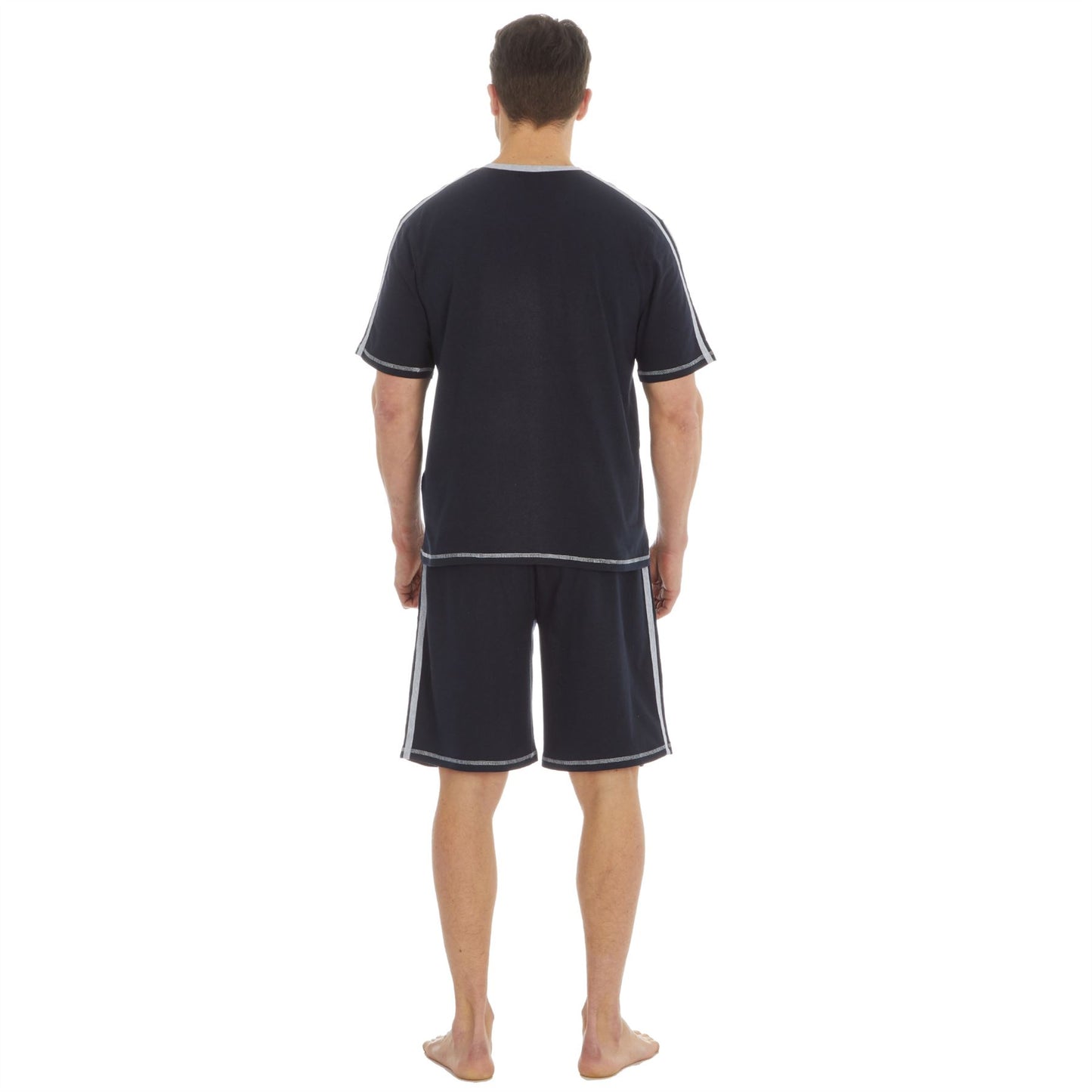 Cargo Bay Mens Contrast Stripe Pyjamas - Navy/Grey