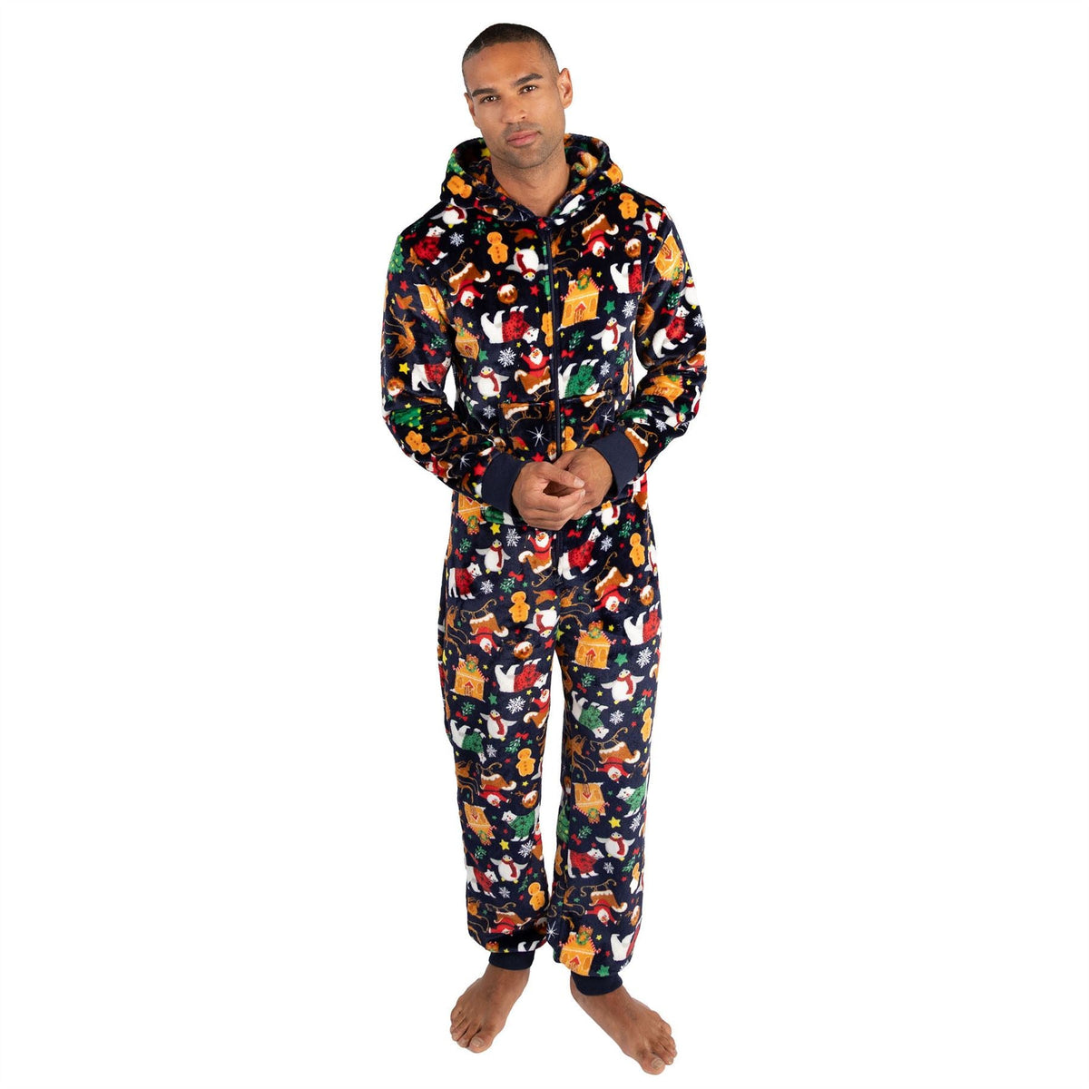 Huggable Hoodie Unisex Adult Christmas Fleece Onesie - Navy Huggable Hoodie