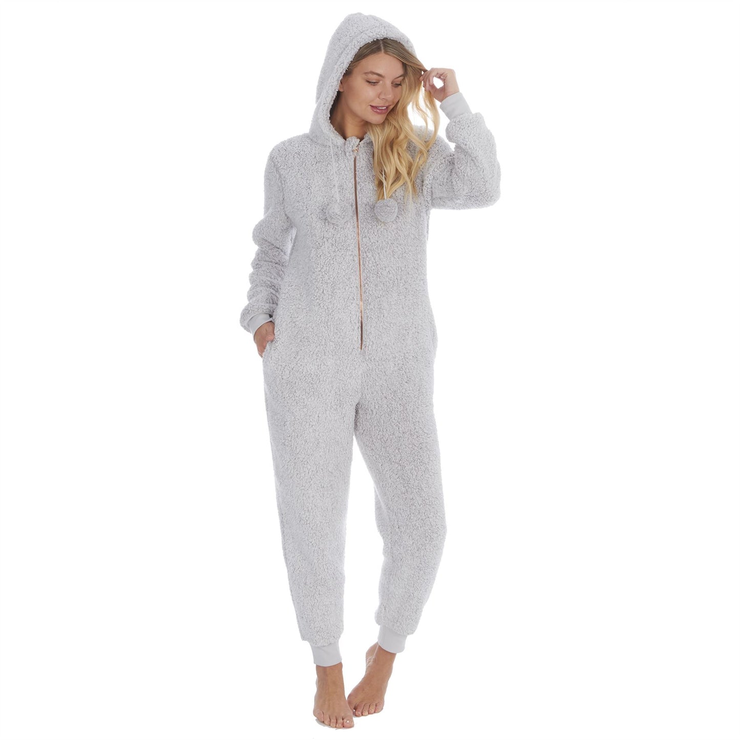 Forever Dreaming Womens Borg Fleece Onesie - Grey