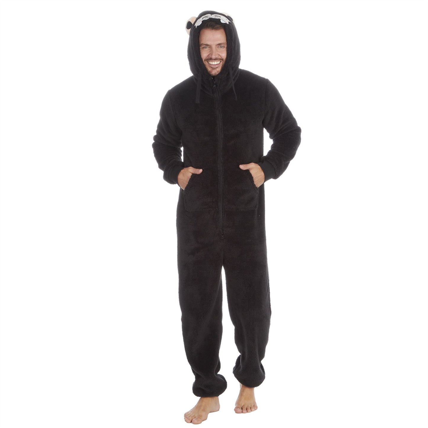 Onezee Gorilla Print Snuggle Fleece Onesie - Black