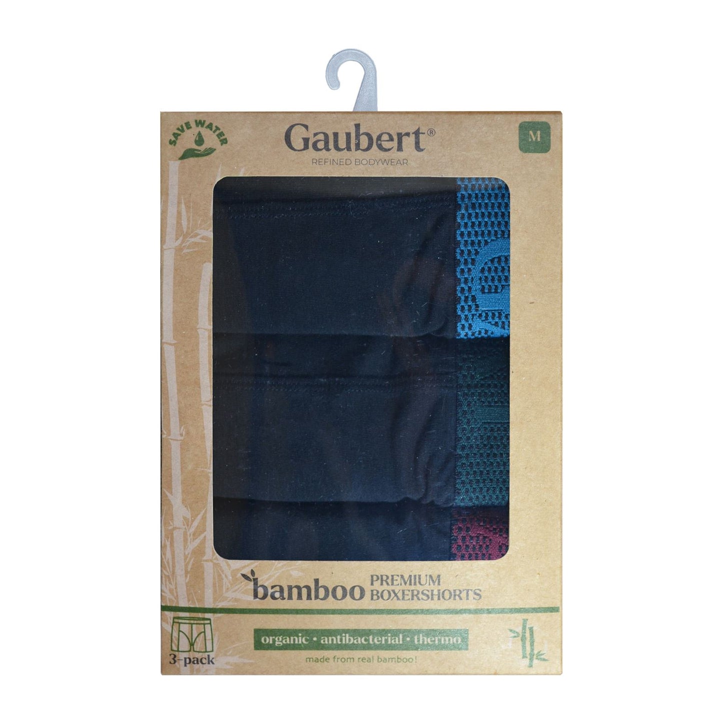 Gaubert Premium Bamboo Boxer Shorts (3 Pack) - Black
