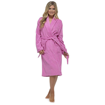 Tom Franks Womens Cotton Towelling Robe - Pink