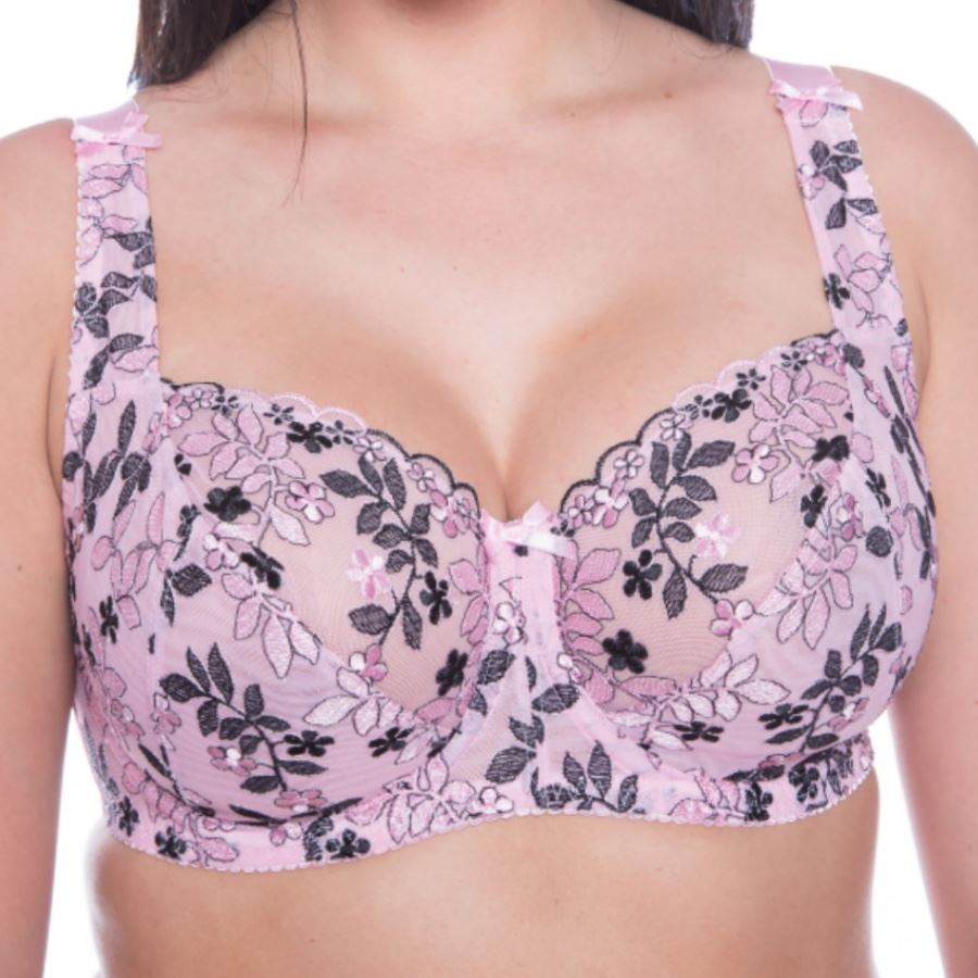 Gemm Full Cup Embroidered Bra - Pink Gemm