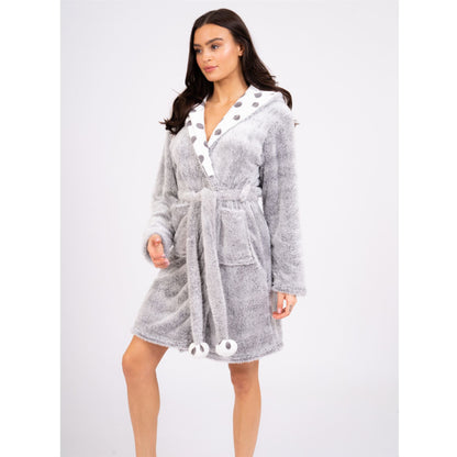 Loungeable Womens Frosted Spot Fleece Hooded Robe