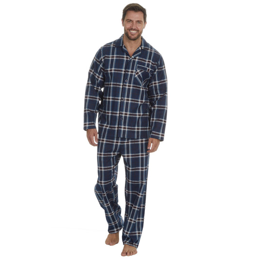 Cargo Bay Mens Printed Flannel Pyjamas - Denim Check