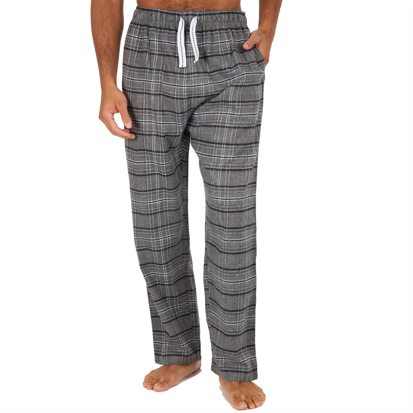 Cargo Bay Mens Check Flannel Lounge Pants - Grey