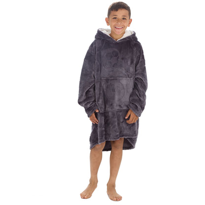 Huggable Hoodie Kids Fleece Oversized Embossed Hoodie - Football