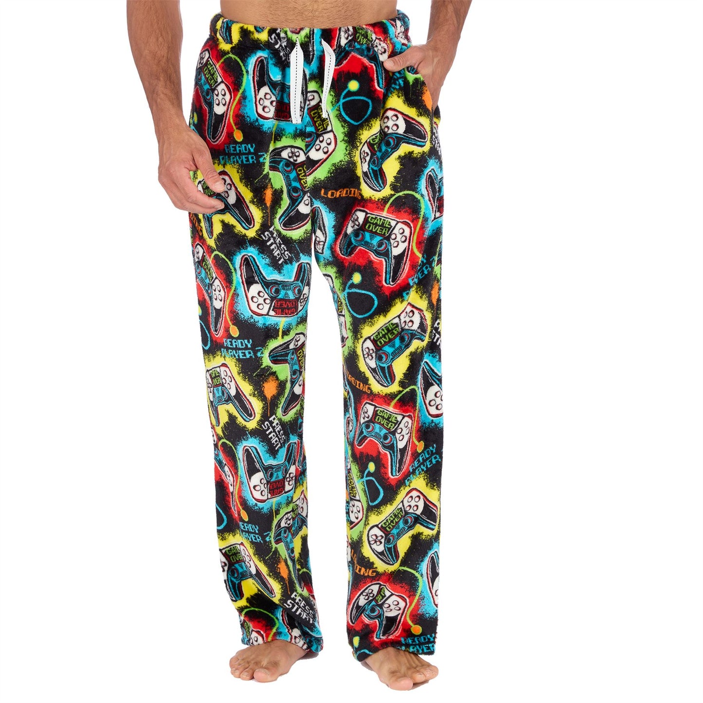 Cargo Bay Mens Fleece Lounge Pants - Black/Gamer Print