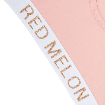 Red Melon Girls Crop Top Bra And Brief Set - Peachy Coral