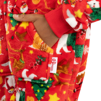 Huggable Hoodie Unisex Kids Christmas Fleece Onesie - Red Huggable Hoodie