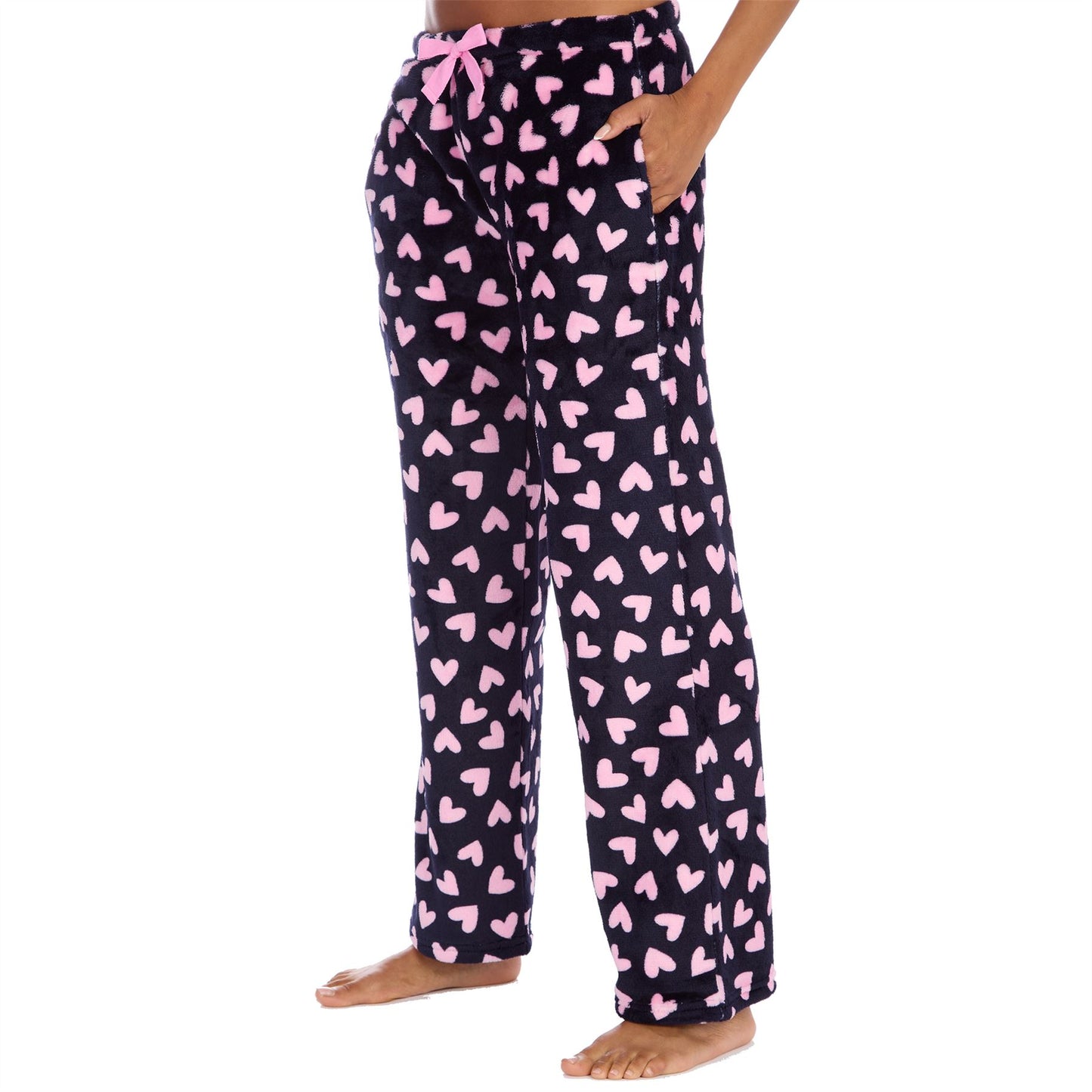 Forever Dreaming Womens Fleece Lounge Pants - Dark Navy/Hearts