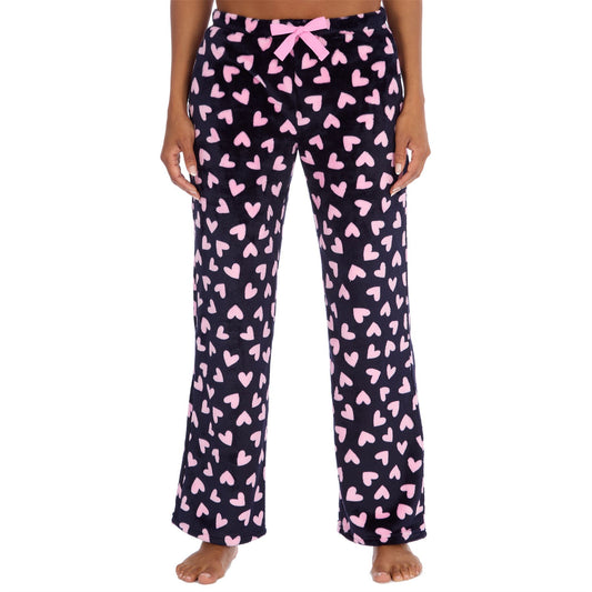 Forever Dreaming Womens Fleece Lounge Pants - Dark Navy/Hearts