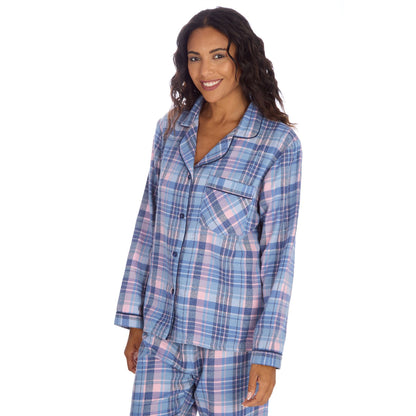 Slumber Party Womens Yarn Dyed Flannel Pyjamas - Denim