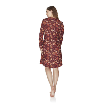 Wysteria Lane Womens Jersey Knit Long Sleeve Nightdress - Burgundy Wysteria Lane