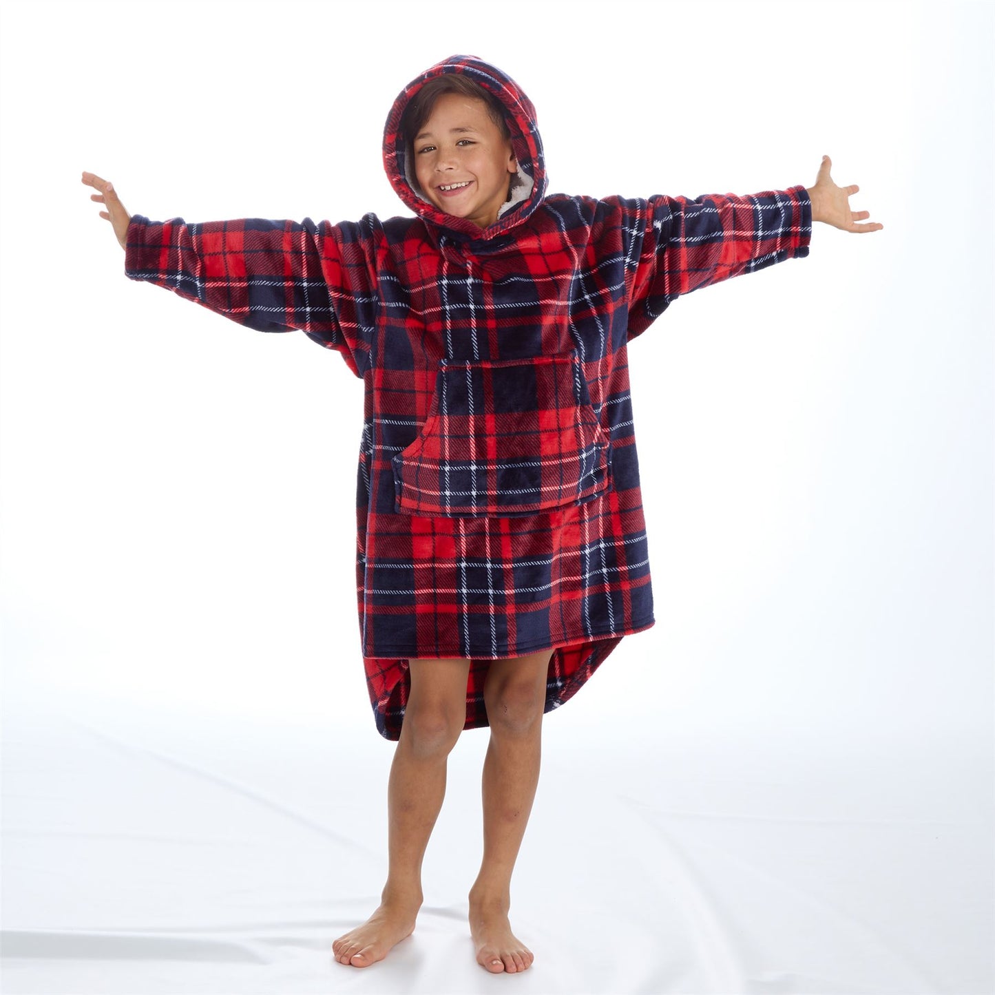 Huggable Hoodie Kids Fleece Oversized Hoodie - Check