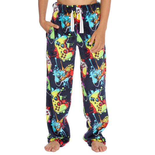 Cargo Bay Boys Fleece Gamer Print Lounge Pants - Navy/Multi