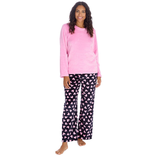 Forever Dreaming Womens Fleece Pyjamas - Dark Navy Hearts