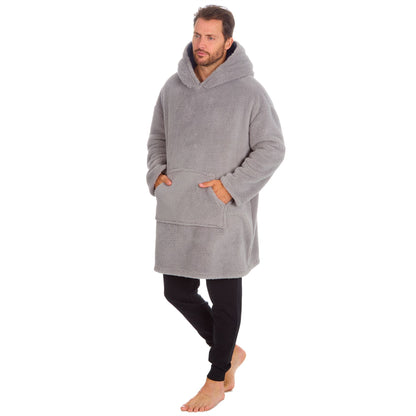 Huggable Hoodie Mens Snuggle Fleece Oversized Hoodie - Grey