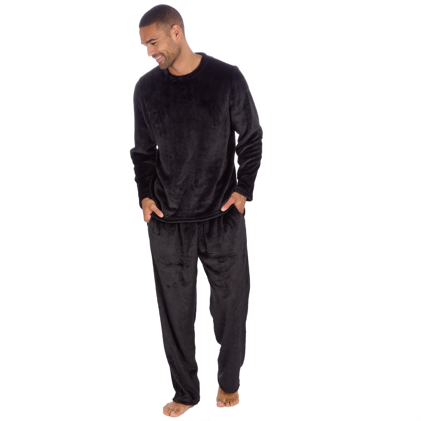 Cargo Bay Mens Flannel Fleece Pyjamas - Black