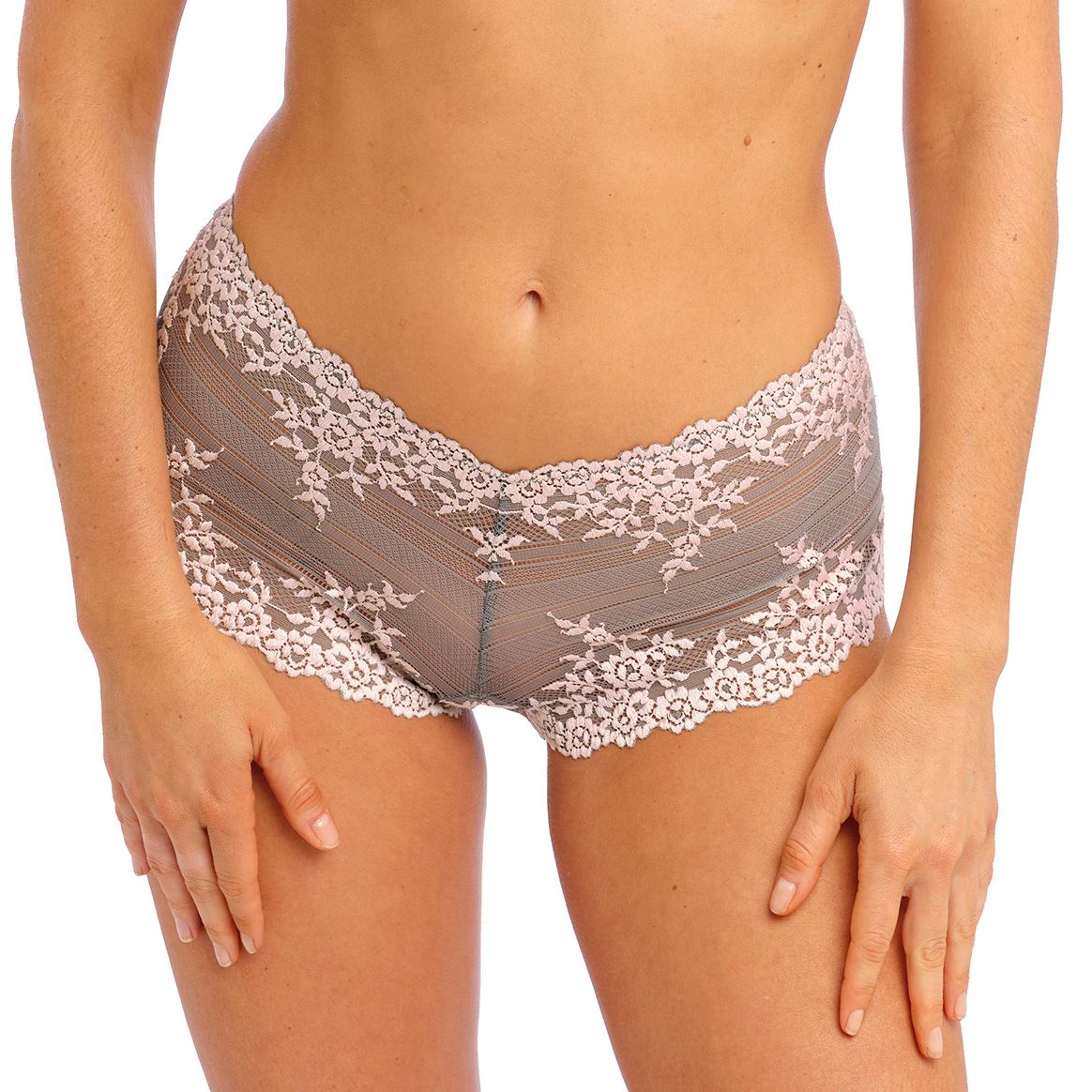 Wacoal Embrace Lace Boyshort - Smoke/Crystal Pink