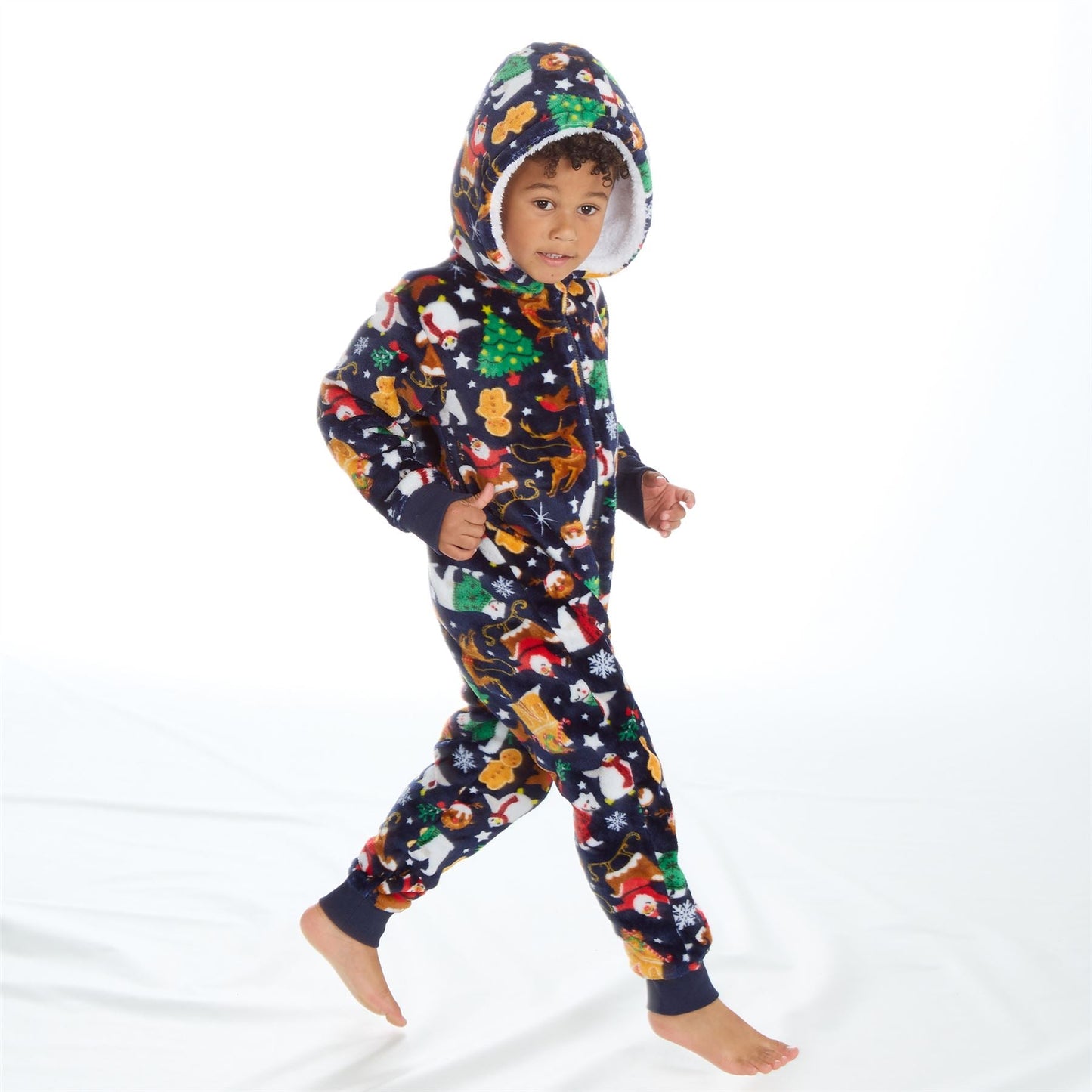 Kids All Over Print Fleece Christmas Onesie - Navy (2-6 Years) Onezee