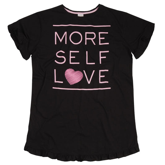 Forever Dreaming 'More Self Love' Frill Nightdress - Black