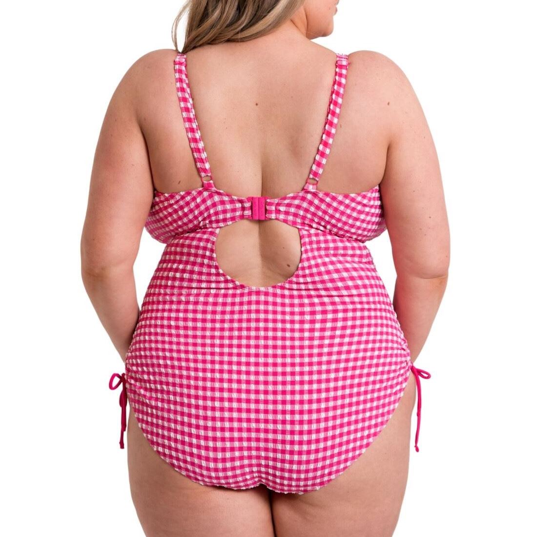 Curvy Kate Holiday Check Non Wired Swimsuit - Raspberry Pink