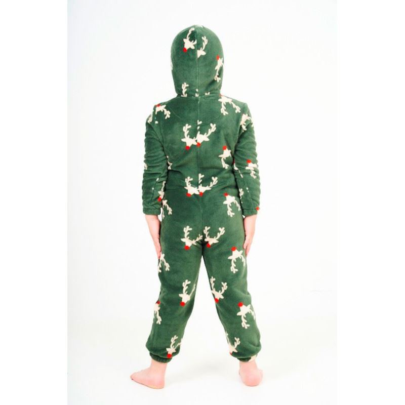 Nifty Kids Reindeer Fleece Onesie - Green