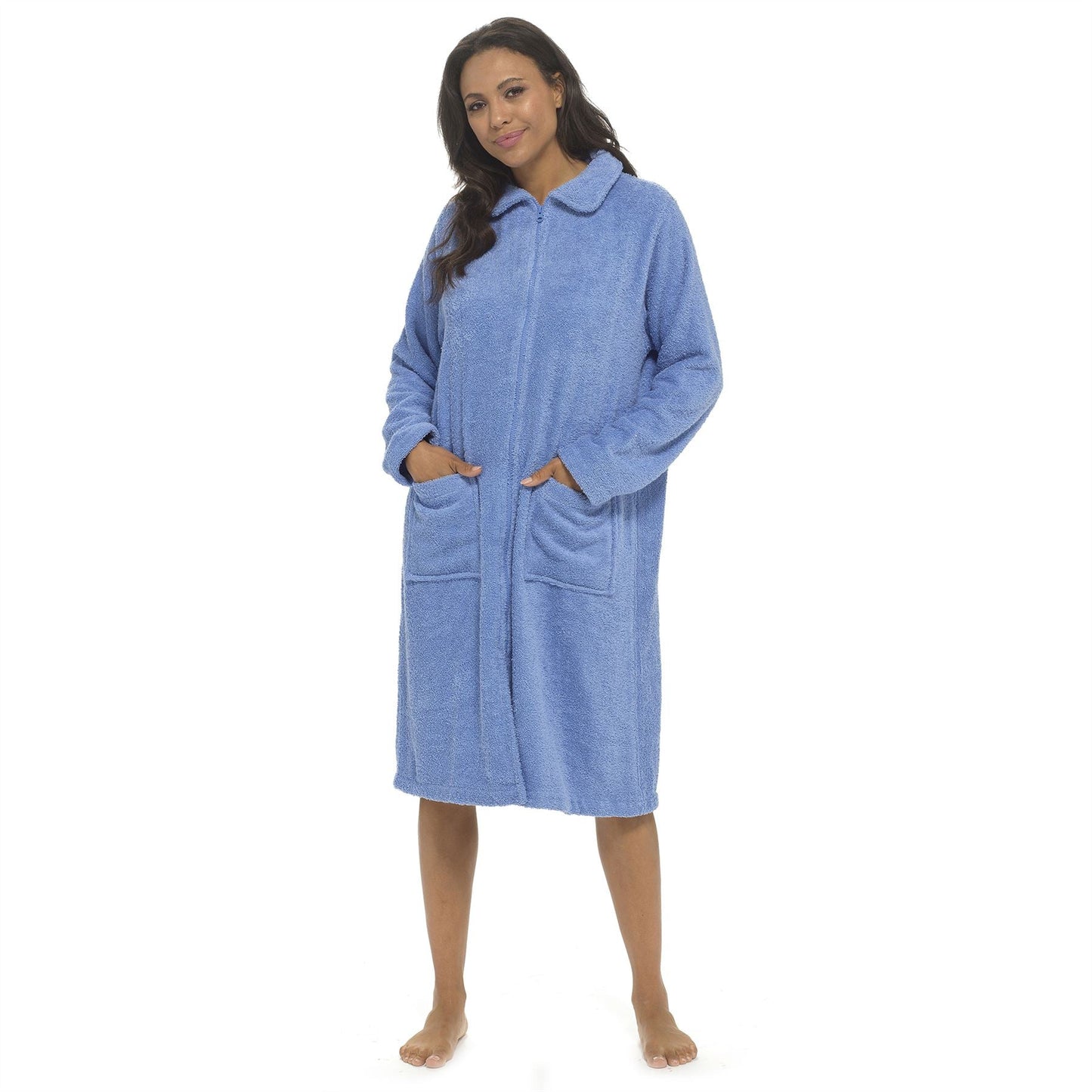 Tom Franks Womens Zip Through Towelling House Coat - Lilac Tom Franks