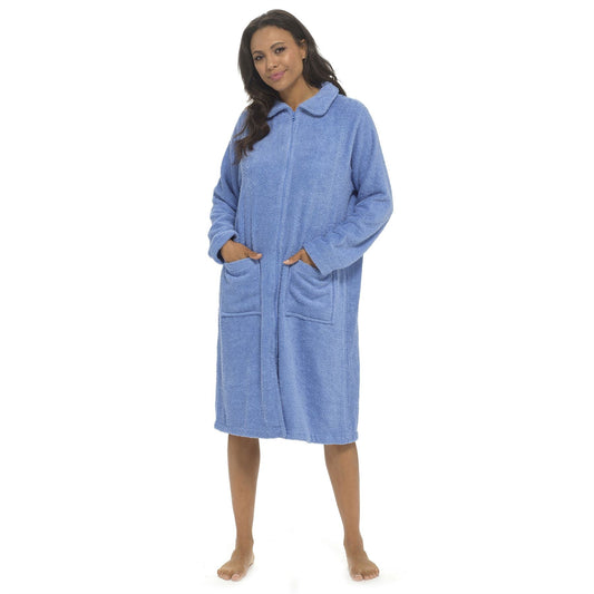 Tom Franks Womens Zip Through Towelling House Coat - Lilac Tom Franks