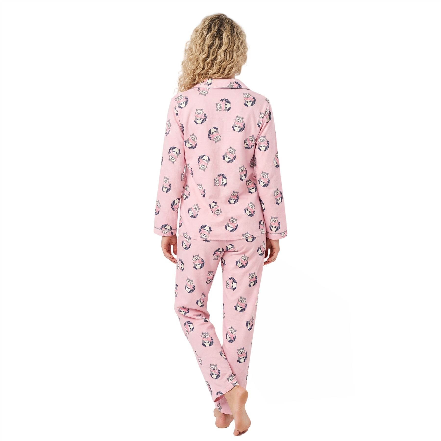 Indigo Sky Womens Racoon Winceyette Pyjamas - Pink Indigo Sky