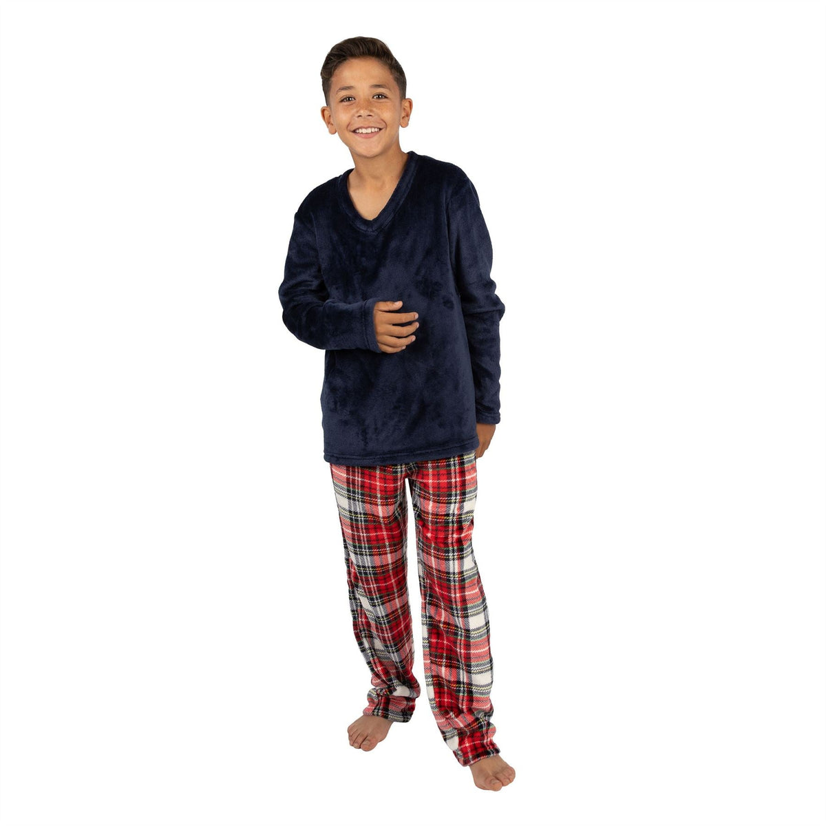 Cargo Bay Kids Fleece Pyjamas - Red Check Cargo Bay