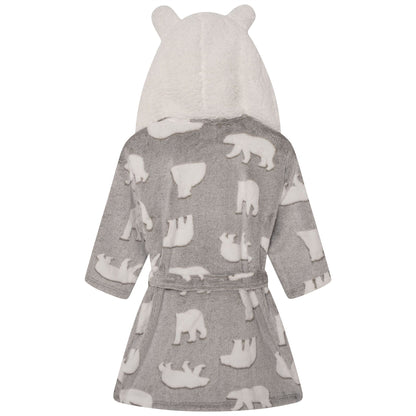 Nifty Kids Polar Bear Fleece Robe - Grey/White