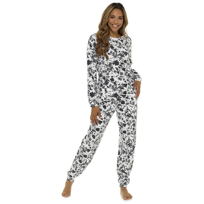 Foxbury Womens Tie Dye Fleece Pyjamas - Grey