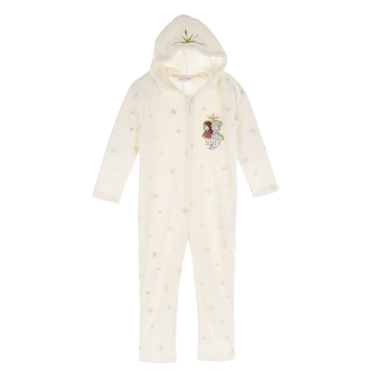 Girls Disney Frozen Fleece 'Sister Love' Hooded Onesie - Cream
