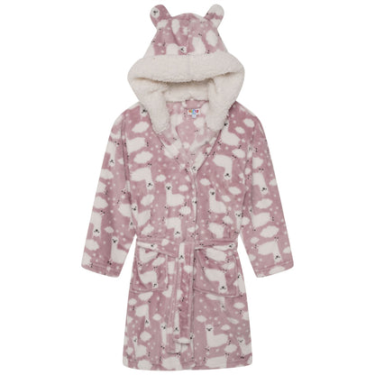 Nifty Kids Llama Fleece Robe - Pink