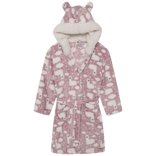Nifty Kids Llama Fleece Robe - Pink