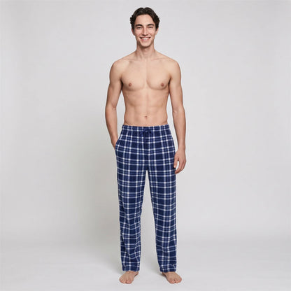 Gaubert Mens Check Fleece Lounge Pants (2 Pack) - Red/Blue Gaubert