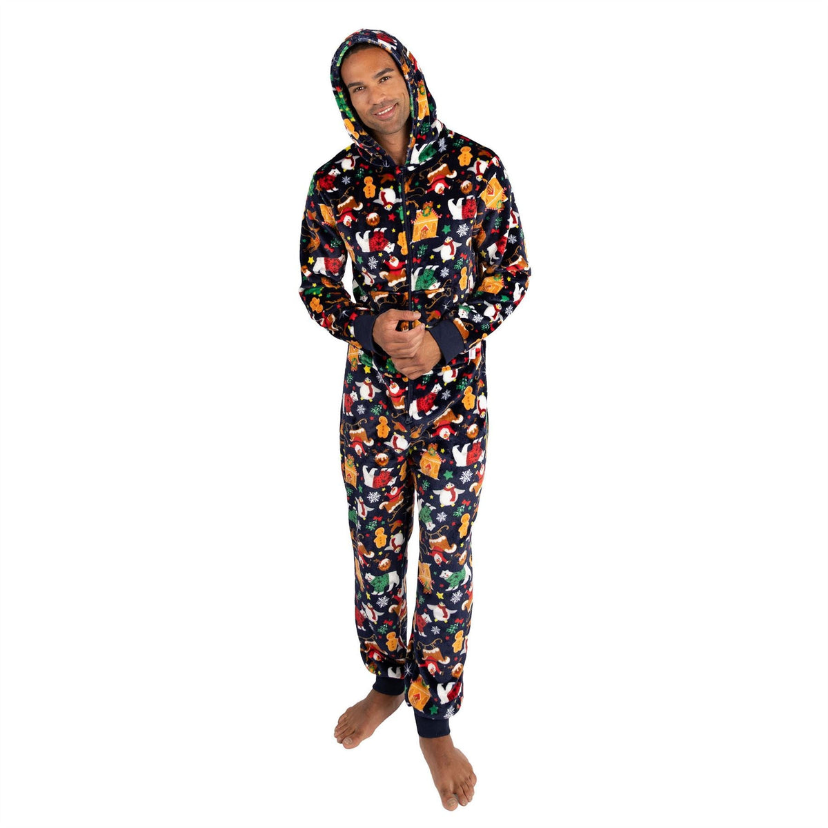 Huggable Hoodie Unisex Adult Christmas Fleece Onesie - Navy Huggable Hoodie