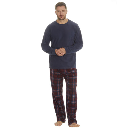 Cargo Bay Mens Fleece Pyjamas - Navy/Check